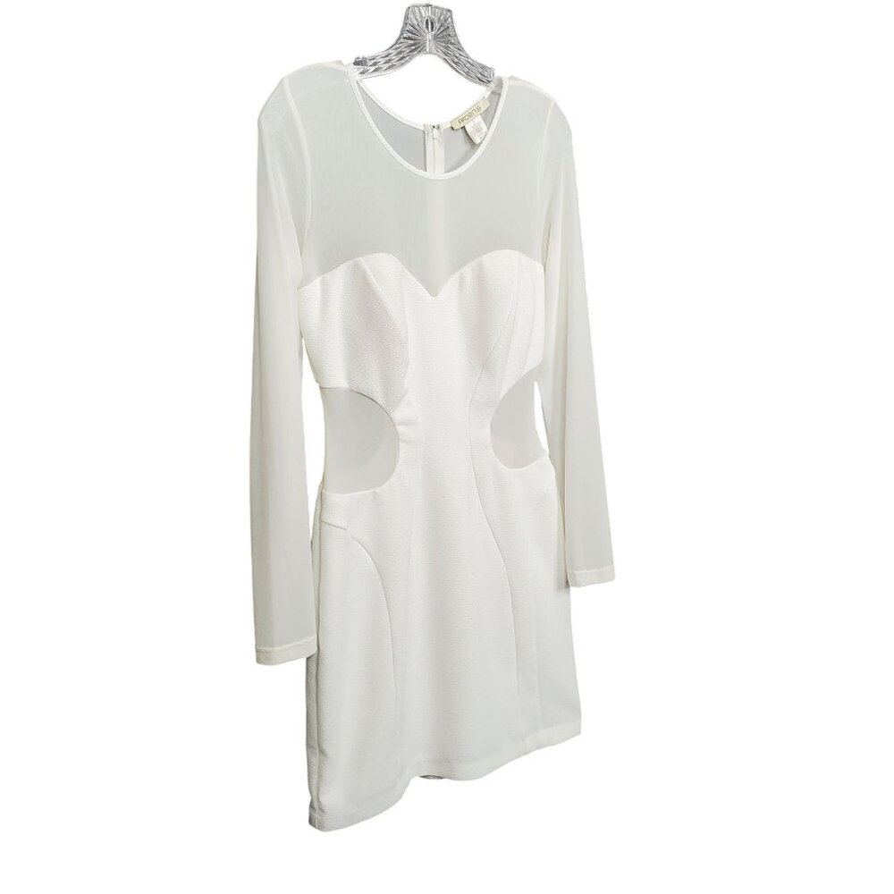 Vintage Arden B L Dress BodyCon Sheer Cut Out Long Sleeve Winter White Trendy